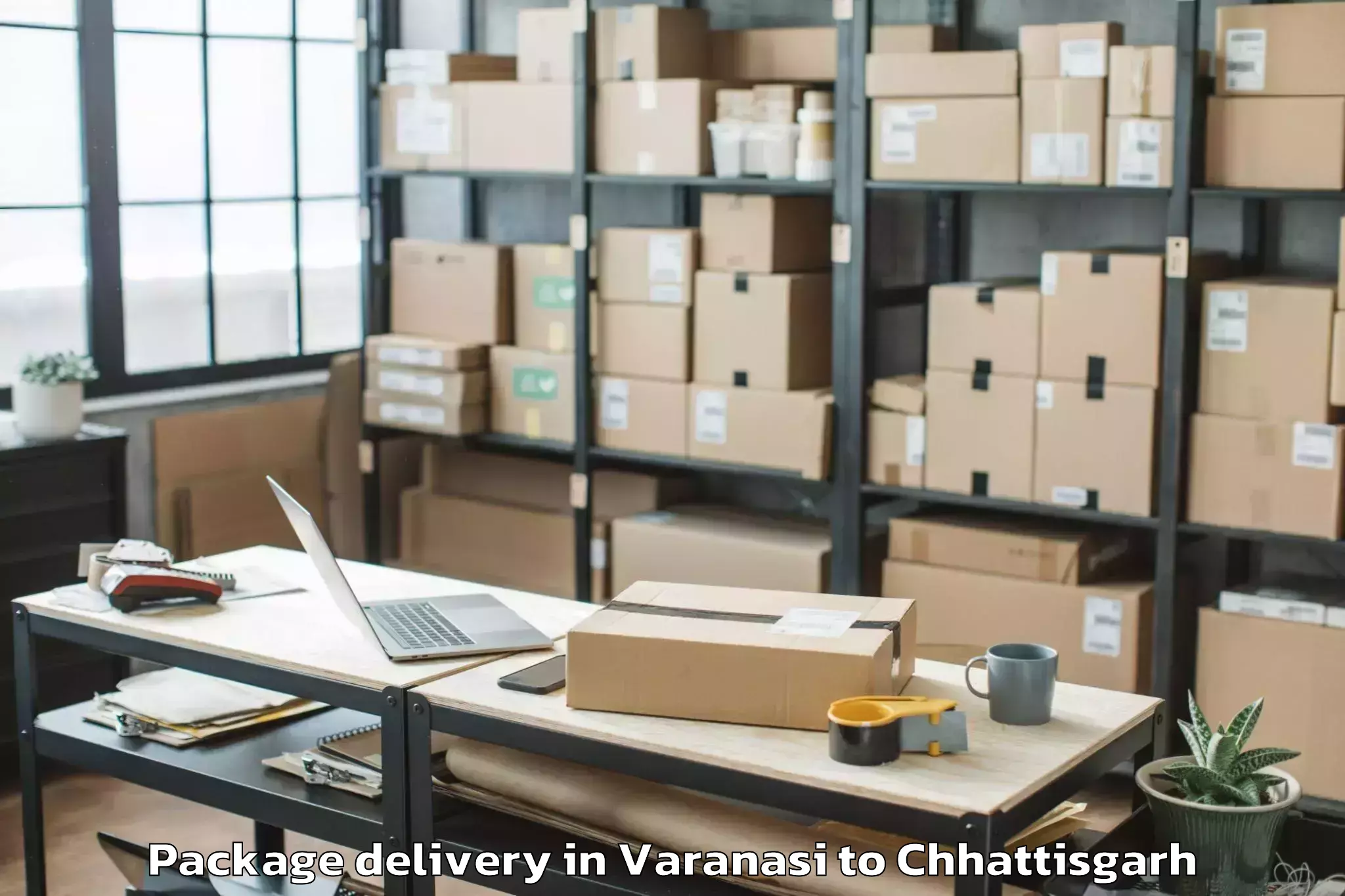 Get Varanasi to Pithora Package Delivery